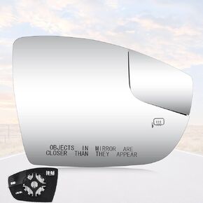 Youxmoto Side Heated Mirror Glass Fit for Ford Focus 2012-2018 Driver Left and Passenger Right, with Back Holder, Fit for CM5Z-17K707-H CM5Z-17K707-G
