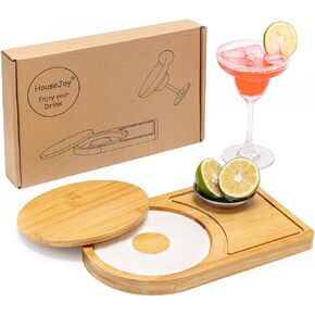Margaritas Salt Rimmer Set Bar Glass Rimmer for Margaritas and Cocktail Sugar and Salt Rimmer for Wide Glasses with Magnetic Lid Bar Cart Accessories Salt Storage