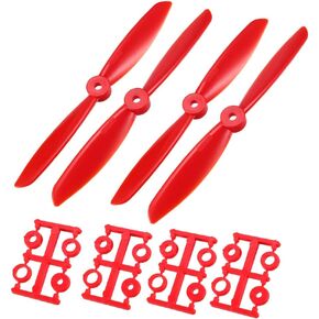 uxcell RC Propellers CW CCW 6045 6x4.5 Inch 2-Vane Quadcopter for Airplane Toy, Nylon Red 2 Pairs with Adapter Rings