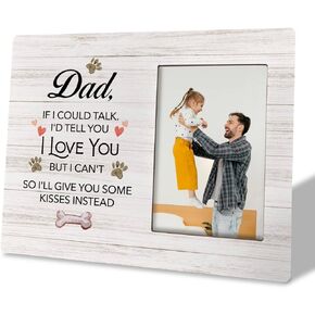 To Dog Dad Photo Frame Gifts, I'll Give You Some Kisses Instead, Wooden Picture Frame Gift, Farmhouse Dog Dad Photo Frame Decor, Photo Frame Gift for Dog Dad, Father's Day Gift to Dog Dad