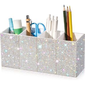 Bling Pen Holder Pencil Holder Rhinestone Crystal Glitter Makeup Brushes Organizer and Storage Bin Bling Marker Holder for Home Office Desk Table Decorative Supplies