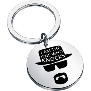 FAADBUK Funny TV Show Keychain I Am The One Who Knocks Jewelry for Friend Family (Who Knocks K-S)