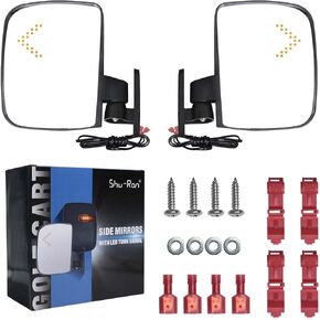 Golf Cart Mirror Universal Golf Cart Side Mirrors with Turn Signal Light Rear View Mirrors for Club Car EZGO Yamaha