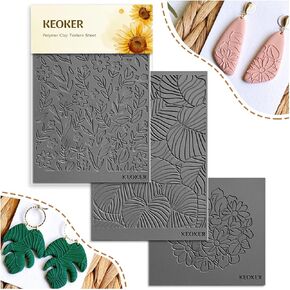 Keoker Polymer Clay Texture Sheets, Clay Texture Mat for Making Earrings Jewerly, polymer Clay Earrings Tools (All-3 pcs)