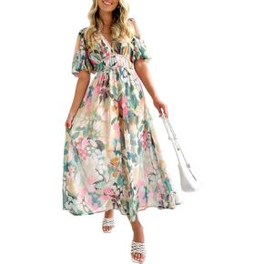 Sissyaki Women's Boho Floral Midi Dress Summer Trending Dress