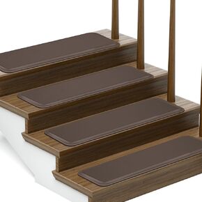 PURE ERA Stair Treads Non-Slip Indoor Foam Stair Pads 8" x 30" Cushioned Stair Mat Anti Fatigue Stair Protectors Skid Resistant Tape Free Stair Comfort Mats Washable (12Pieces,Gray)