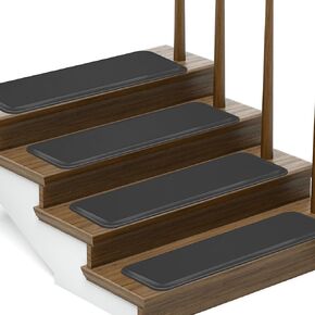 PURE ERA Stair Treads Non-Slip Indoor Foam Stair Pads 8" x 30" Cushioned Stair Mat Anti Fatigue Stair Protectors Skid Resistant Tape Free Stair Comfort Mats Washable (12Pieces,Gray)