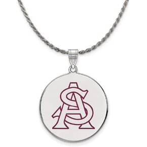 The Black Bow Silver Arizona State XL Enamel Disc Pendant Necklace