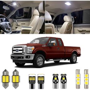 14 Piece 6000K White F250 F350 Interior LED Light Kit Package Replacement for 1999-2016 Ford F-250 F-350 Super Duty, with Placement Diagram and Install Tool