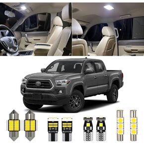 9 Piece 6000K White Tacoma LED Interior Light Kit Package Replacement for Toyota Tacoma 2016 2017 2018 2019 2020 2021 2022, with Placement Diagram and Install Tool