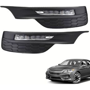 1 Pair Fog Lights Assembly with Bezel Wiring Harness & Switch Left and Right Side Replacement for 2016 2017 Accord Sedan 4Dr