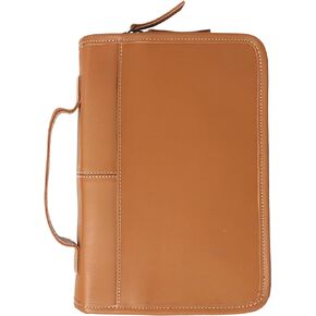 Leather Bible Cover Book Cover Planner Cover with Back Pocket and Handle (Large)