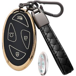for Hyundai Ioniq 6 Key Fob Cover TPU with Keychain Key Case Holder 360 Degree Protection for Hyundai Ioniq 6 Grandeur GN7 KONA 2023 2024 (5 Buttons, A Red)