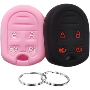 Silicone Rubber Key Fob Cover Compatible with 2006-2015 Ford Edge Escape Expedition Explorer F-150 F-250 Super F-350 Super Flex Focus Fusion Mustang Taurus X Lincoln Navigator