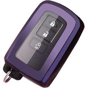 Smart TPU Key Fob Cover Case Keyless Entry Holder Protector for 2019 2020 2021 Toyota Tacoma 4Runner Sequoia 2017 2018 Highlander Avalon Camry Corolla RAV4 Land Cruise Prius V HYQ14FBA (Purple)