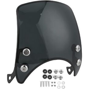 Motorcycle Windshield, Fydun Retro Motorcycle Wind Deflector PC Material Universal Headlamp Fairing for 5-7in Headlight Black Motorbike Part