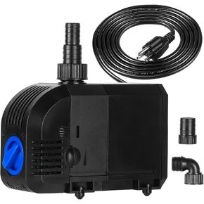 TARARIUM Submersible Pump 160GPH Small Fountain Water Pump 8W for Aquarium Fish Tank, Pond, Fountain, Hydroponics （600L/H）