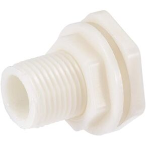 uxcell Bulkhead Fitting, G1/2 Male, Tube Adaptor Pipe Fitting with Silicone Gasket, for Water Tanks, ABS Plastic, White, Pack of 4