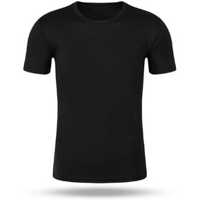 Men's Crew Neck T-Shirt, Athletic T-Shirt, Breathable T-Shirt, Quick Drying T-Shirt Black (M)
