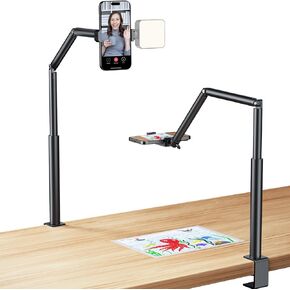 حامل هاتف للتسجيل، حامل هاتف معدني مرن مطور للمكتب مع ذراع مفصلية، حامل هاتف علوي قابل للإمالة بزاوية 360 درجة للتصوير والاجتماعات والطهي والرسم والحرفية in Kuwait