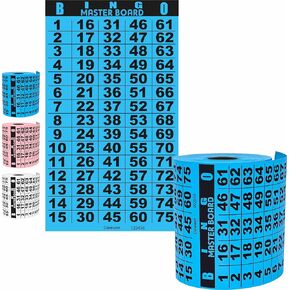 125 Bingo Master Boards, Blue (3 Color Selection), 7" x 4", for Parties, Large Events Family Game Nights, Single or Multi Use for Daubers or Chips