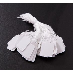 100 Pieces White Marking Tags Price Tags Price Labels Display Tags with Hanging String, for Product Jewelry Clothing Tags