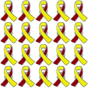 Red & Yellow Ribbon Lapel Pin Virus Disease Hepatitis C HIV/HCV Co-Infection Awareness Product