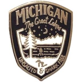 Michigan Shield Navy And White Enamel Pin, Cast and filled cloisonne Lapel Pins for clothing, backpacks, jackets & Fabric 1" x 3/4" in Saudi Arabia