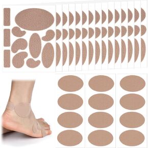 18 Sheets Moleskin Adhesive Pads, Multi-Shaped & Oval Moleskin Tapes, Anti-Wear Protective Moleskin Strips Prevention Pads Mole Skin Patch for Feet Heels Blisters Shoe (Dark Brown)
