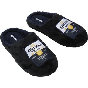 Bioworld Corona Beer Labels Men's Black Scuff Slippers