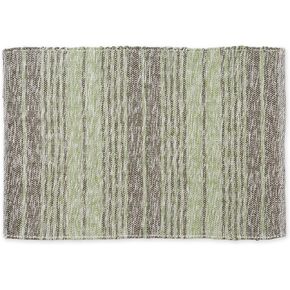 DII Woven Rag Rug Collection Recycled Yarn Variegated Rustic Stripe, 2x3', Artichoke