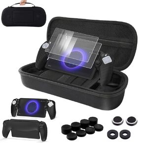 Abligogo 9 in 1 Accessory kit for Playstation Portal - PS Portal Case, Silicone Protection Cover, 2 Tempered Glass Screen Protectors, 10 Thumb Grip Caps,and 2 Precision Ring Accessories for PS Portal