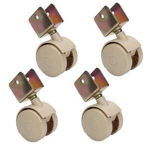 MroMax 4Pcs 1-4/5 Inch Swivel Caster Wheel, Brake Caster with 21mm U Bracket, Total Load Capacity 110 Lbs, Light Brown Crib Caster Replacement for Cabinet, Bookcase, Computer Desk