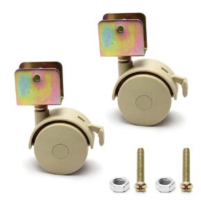 MroMax 4Pcs 1-4/5 Inch Swivel Caster Wheel, Brake Caster with 21mm U Bracket, Total Load Capacity 110 Lbs, Light Brown Crib Caster Replacement for Cabinet, Bookcase, Computer Desk