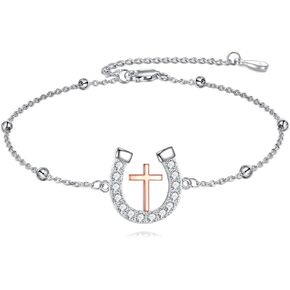 CRMAD Cross Horseshoes Bracelet For Women Sterling Silver Cross Bracelet Horseshoes Jewelry Gift For Girls in Kuwait