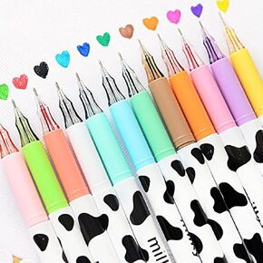 Diamond Cute Gel Pen Milky Cow Pens,12PCS 0.35mm Extra-Fine Ballpoint Pen Perfect for Office School Supplies Gifts for Boys Girls(Milk 12 Pcs)