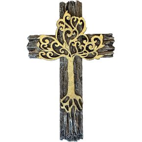 Top Brass Rustic Layered Spiritual Tree of Life Wall Cross 12" - Decorative Jesus Art Sculpture