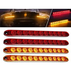 ALFU 4 قطع كهرماني 11 LED 16 بوصة شريط ضوء مقطورة IP65 مقاوم للماء للحديقة بدوره إشارة ضوء الفرامل الذيل ضوء إيقاف شريط شاحنة مقطورة علامة معرف شريط
