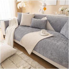 Chenille Sofa Slipcovers, Non Slip Couch Cover for All-Seasons, Furniture Protector Sofa Covers Sectional Couch Covers for Dogs Cats Pet (Grey, 90 * 160cm/36''x63'')