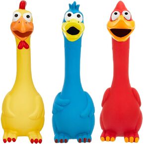 Hungdao 3 Pcs Horse Toys Latex Squeaky Chicken Toy Squeak Turkey Toy for Play Fake Screaming Chicken Toys Chicken Dog Toy for Horses Reduce Separation Anxiety Noise Maker Squeaker Funny Prank