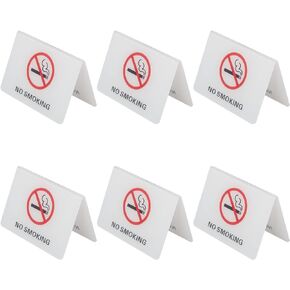AHANDMAKER 6Pcs Double-Sided Acrylic No Smoking Table Tent Signs, Non-Smoking Desk Logo Indicator, No Smoking Tabletop Sign, Table No Smoking Warning Sign for Resturant Offices Malls Cafes, 4.07x2.76"