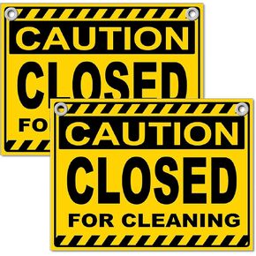 2 PC Closed for Cleaning Sign - 12x8 Coroplast Sign with Grommets - Cleaning in Progress Sign for Business - Temporary Close for Cleaning Signs