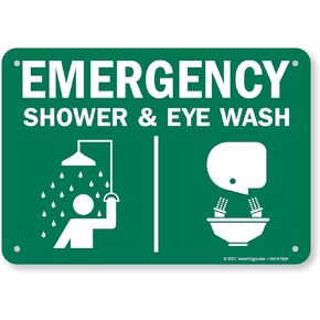 SmartSign - S-4224-PL-10 "Emergency Shower & Eye Wash" Sign | 7" x 10" Plastic Green