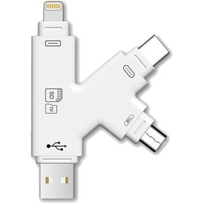 قارئ بطاقة SD بتصميم K-Type، محول iPhone USB 4 في 1 من النوع C إلى TF SD لكاميرا تتبع iPhone/iPad/Android، عارض SD يدعم iOS 15 وما فوق in Kuwait