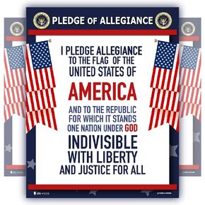 Pledge of Allegiance poster LAMINATED American flag print for classroom décor chart usa sign 15x20