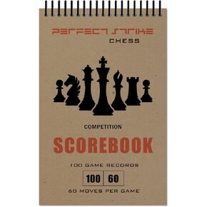 Perfect Strike Chess SCOREBOOK with Rules and Scoring Instructions. Archival Quality. Competition Scoring Book. (5.5" x 8.5")(100 Games per Book)
