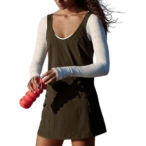 Lviefent Womens Mini Dress Casual Adjustable Strap Workout Athletic Hike Dress Skirtall with Pockets
