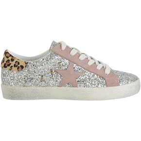 Skylar Rubber Sole Lace-up Glitter Suede Leather Star Sneakers