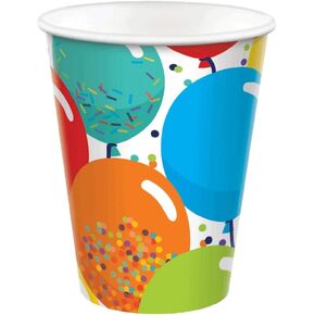 Amscan Birthday Celebration Paper Cups - 9 Oz (50 Pcs) - Multicolor Disposable Drinkware - Perfect for Birthdays & Parties