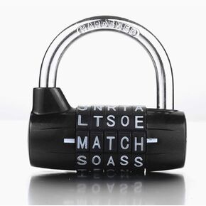 Padlock 5 Letter Word Lock,5 Digit Combination Lock,Gym Locker Lock,Safety Padlock for School Gym Locker,Sports Locker,Fence,Toolbox,Hasp Cabinet Storage (Black)